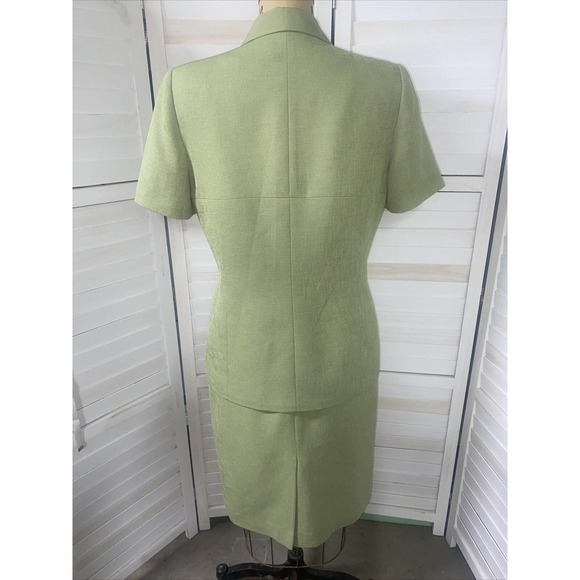 Vintage 80s/90s Dillard’s by Kasper Lime Green 2 Piece Skirt Suit Lined Size 10 - Picture 5 of 9